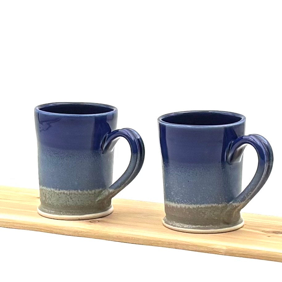 Pair of Straight Sided Mugs - Blue
