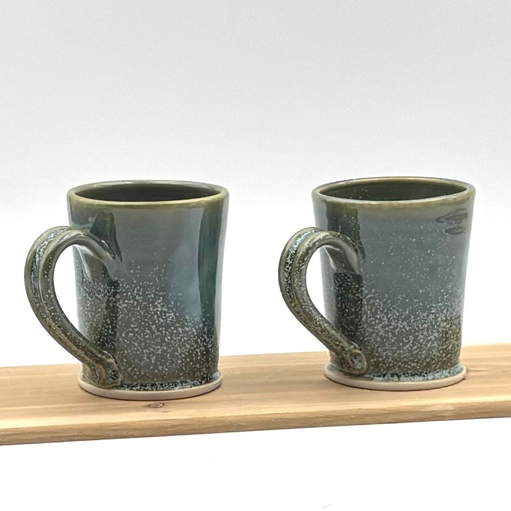 Pair of Straight Sided Mugs - Green