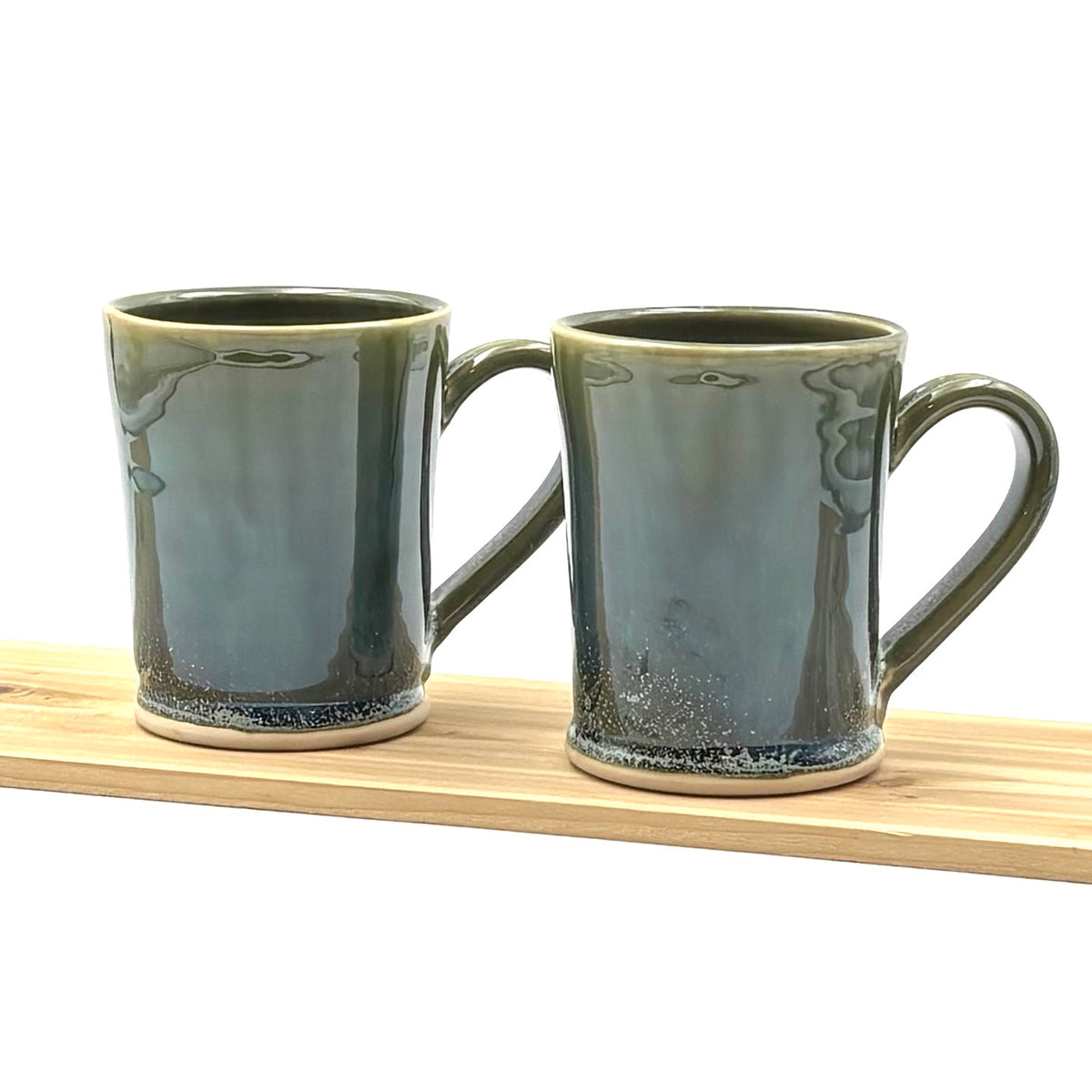 Pair of Straight Sided Mugs - Green