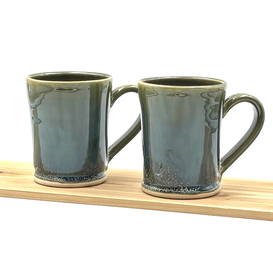 Pair of Straight Sided Mugs - Green