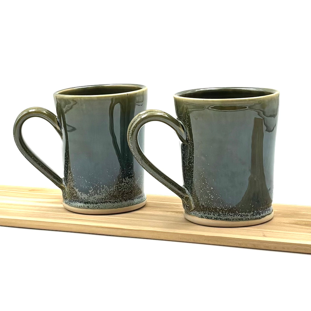 Pair of Straight Sided Mugs - Green
