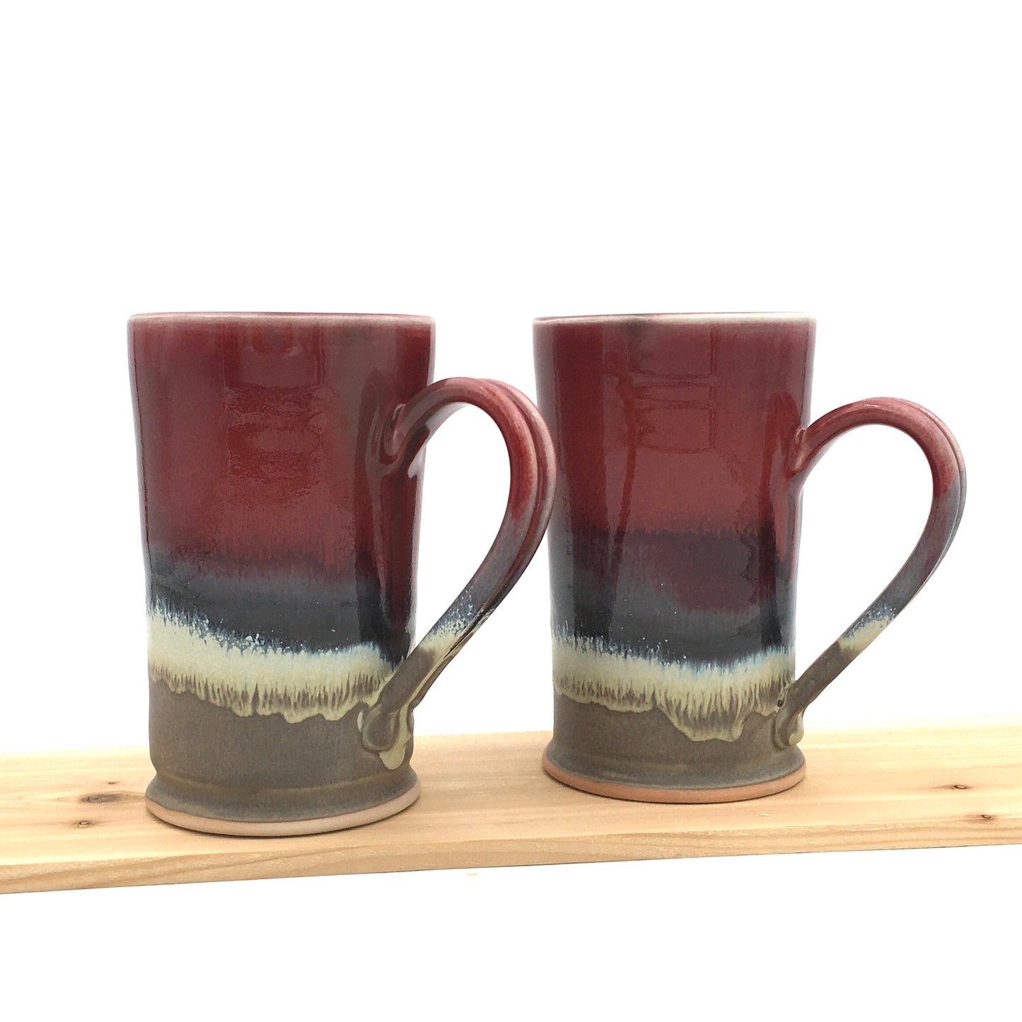 Pair of Tall Mugs - Red